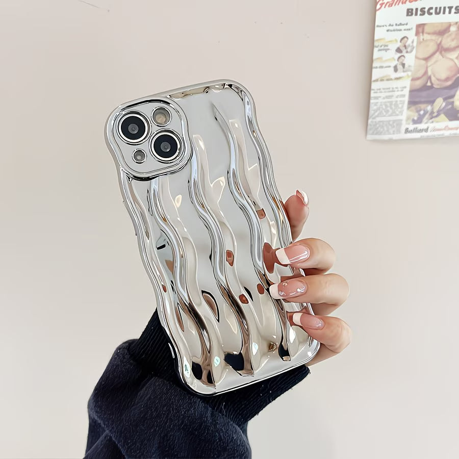 Case Ondas de Agua Galvanizada - iPhone 14 - Plateado