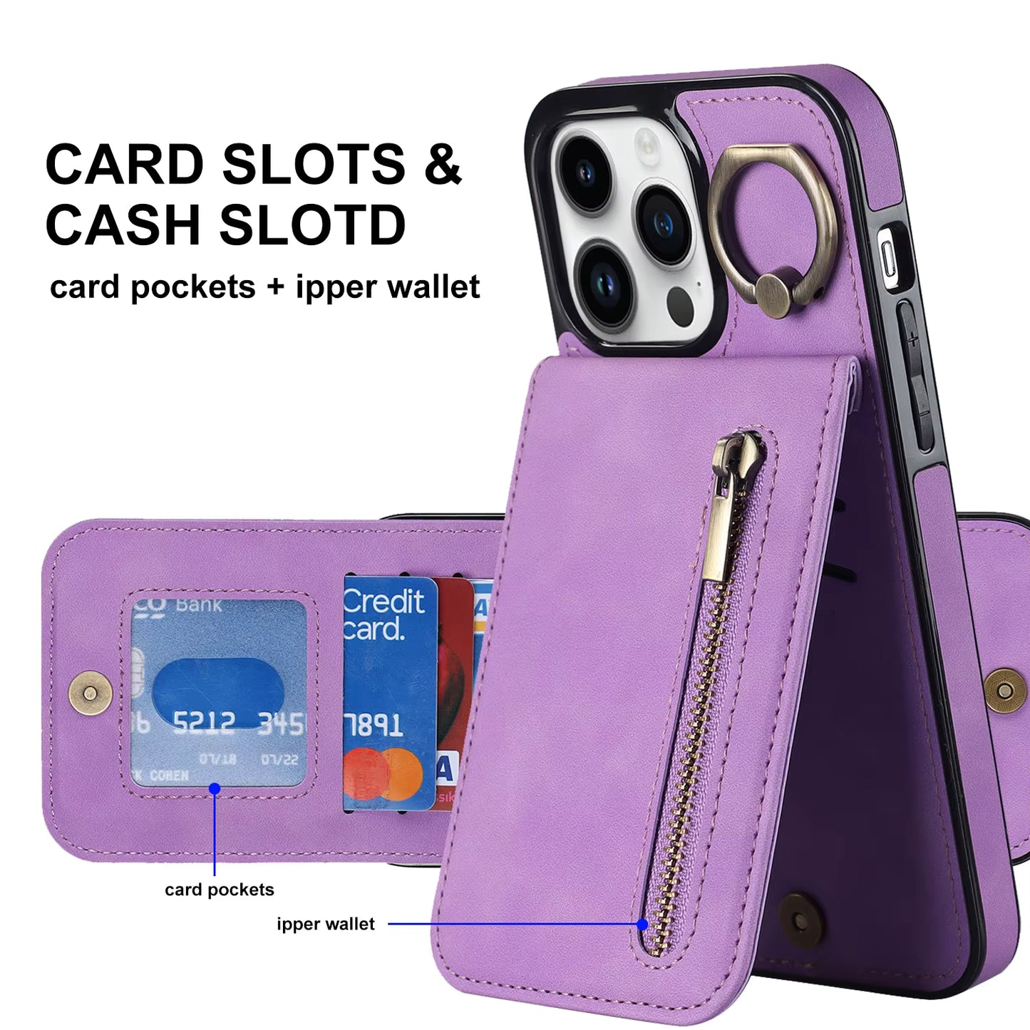 Case Billetera c/ Ranuras para Tarjetas - iPhone 14 Pro Max - Púrpura