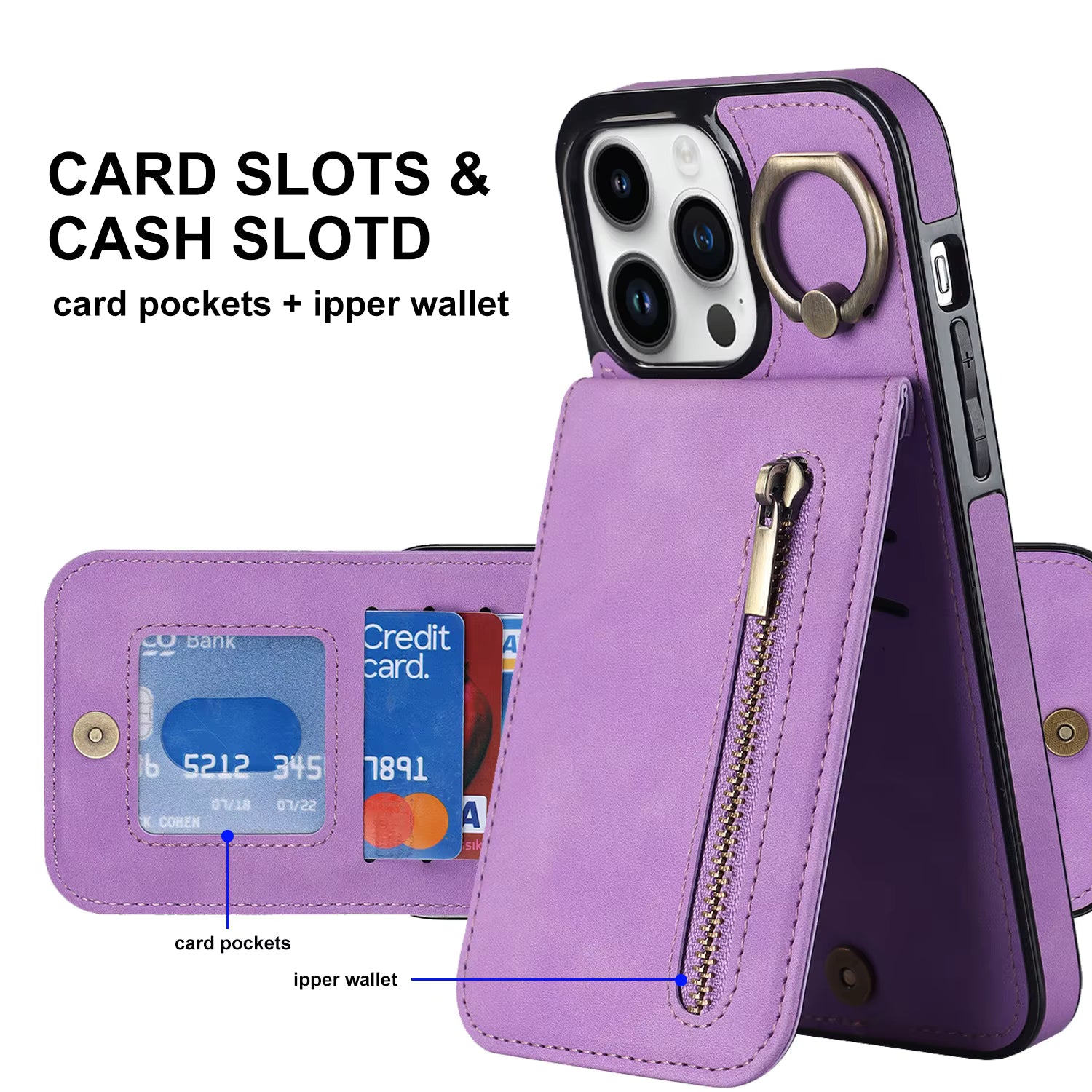 Case Billetera c/ Ranuras para Tarjetas - iPhone 14 Pro Max - Púrpura