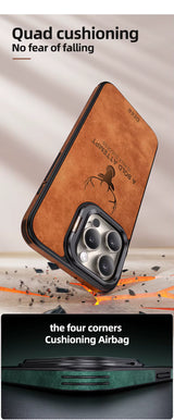 Case de Cuero PU Premium Ciervo - Lentes para Iphone 14 - Marrón