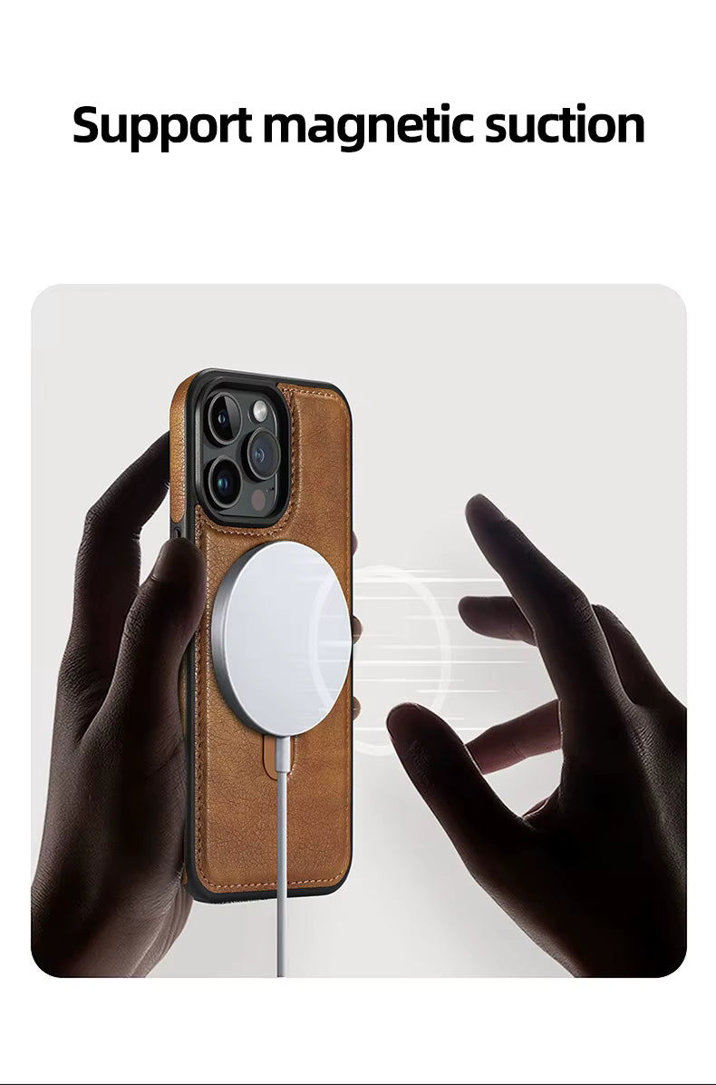 Case Cuero Genuino c/ MagSafe - iPhone 14 - Marrón