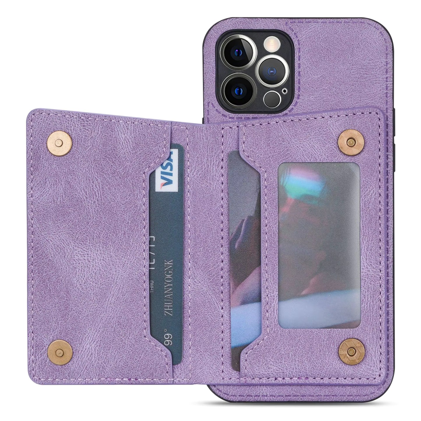 Case Cuero PU Antigolpes - iPhone 14 Pro - Púrpura