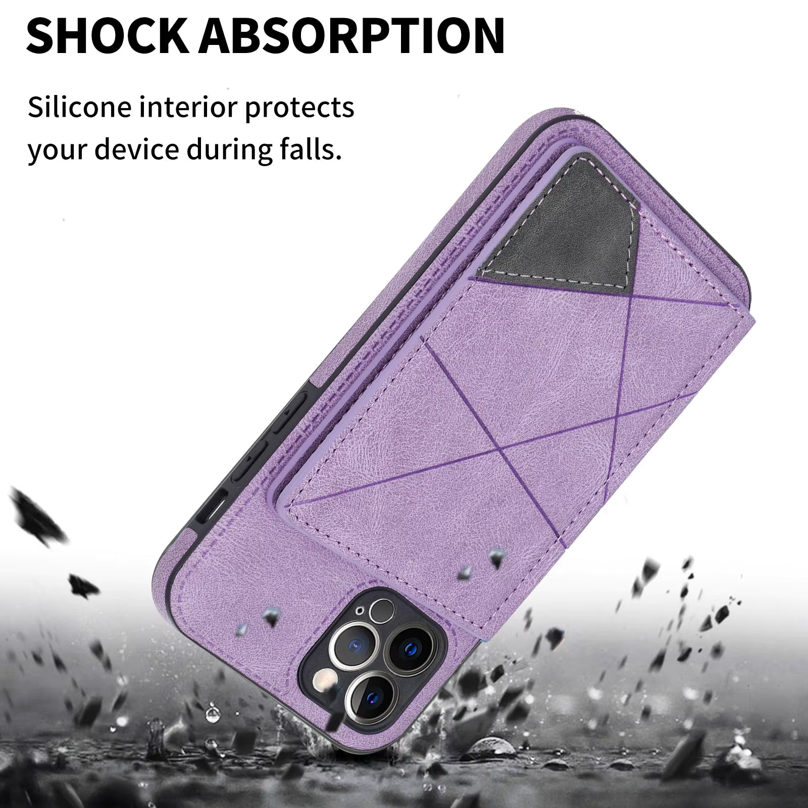 Case Cuero PU Antigolpes - iPhone 14 Pro - Púrpura