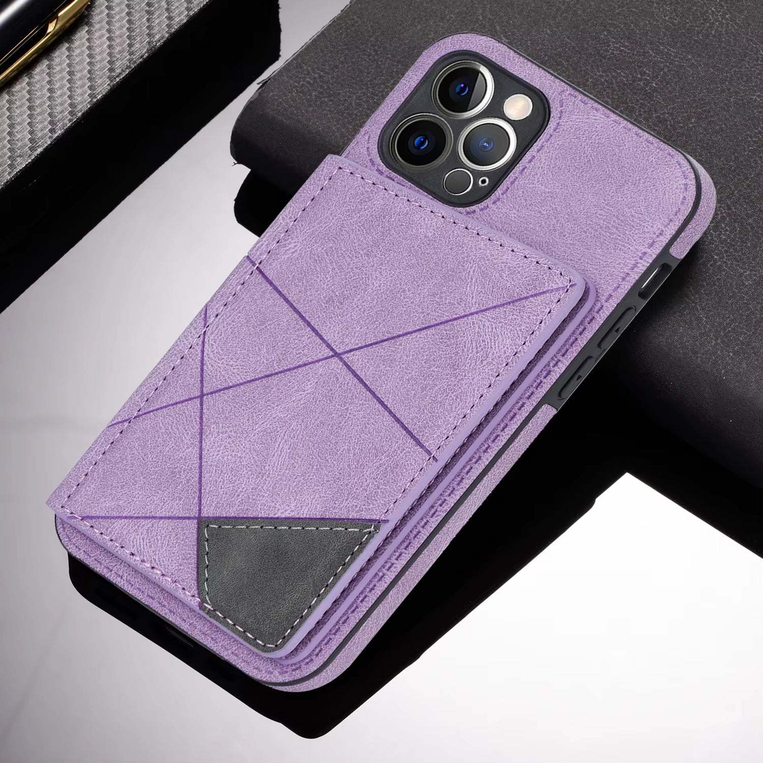 Case Cuero PU Antigolpes - iPhone 14 Pro - Púrpura
